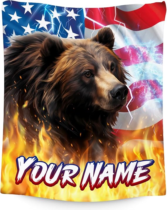 Blanket for Boys - Personalized Bear Gifts with Name - Cozy Soft Fleece Throw for Couch, Bed - 4 Sizes