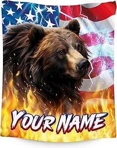 Blanket for Boys - Personalized Bear Gifts with Name - Cozy Soft Fleece Throw for Couch, Bed - 4 Sizes