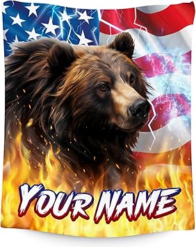Blanket for Boys - Personalized Bear Gifts with Name - Cozy Soft Fleece Throw for Couch, Bed - 4 Sizes