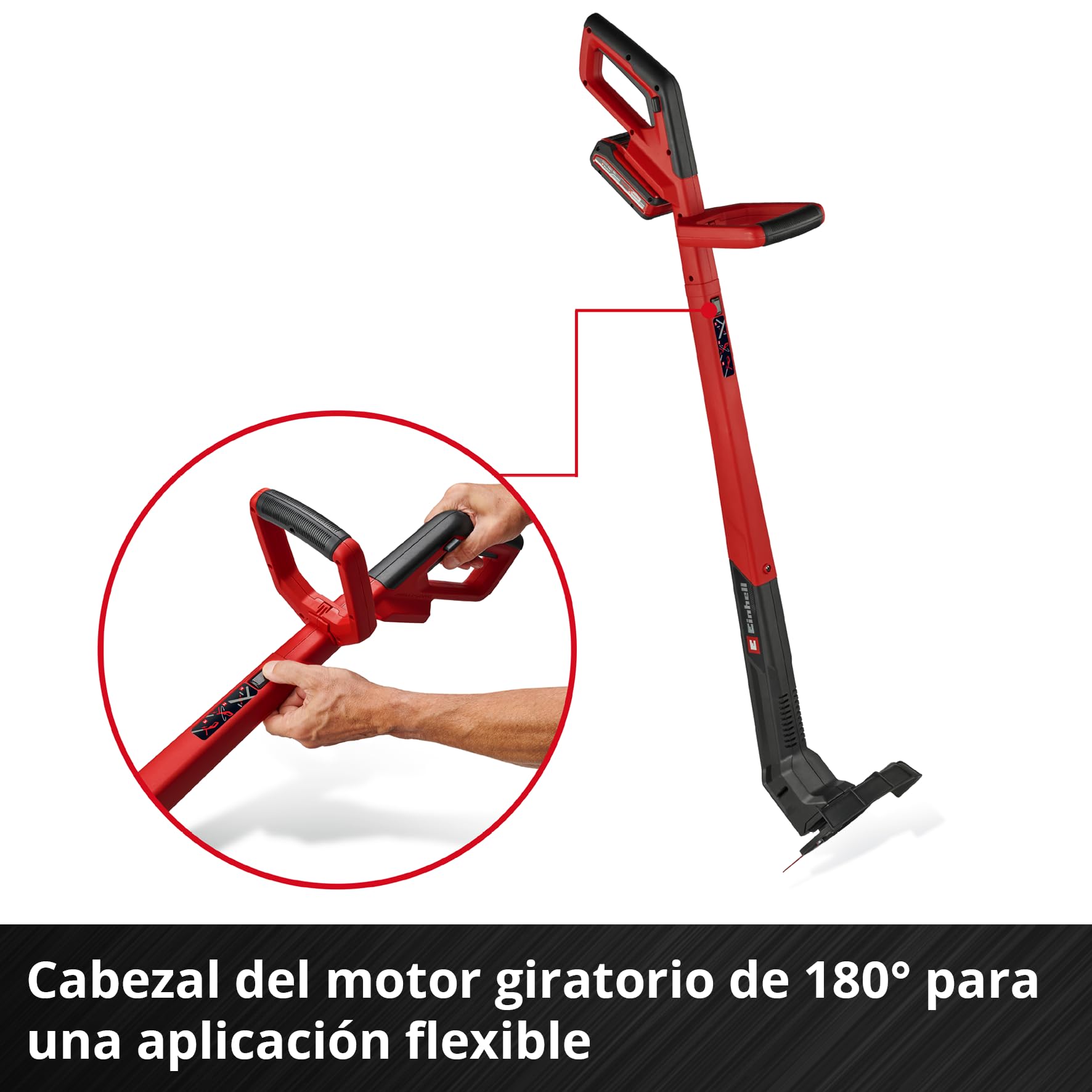 Einhell Recortadora de césped con batería GC-CT 18/2411 Li P-Solo Power X-Change (18V, Anchura de Corte 24cm, Cabezal del Motor Giratorio, empuñadura, Incl. 20 Cuchillas de plástico, sin batería)