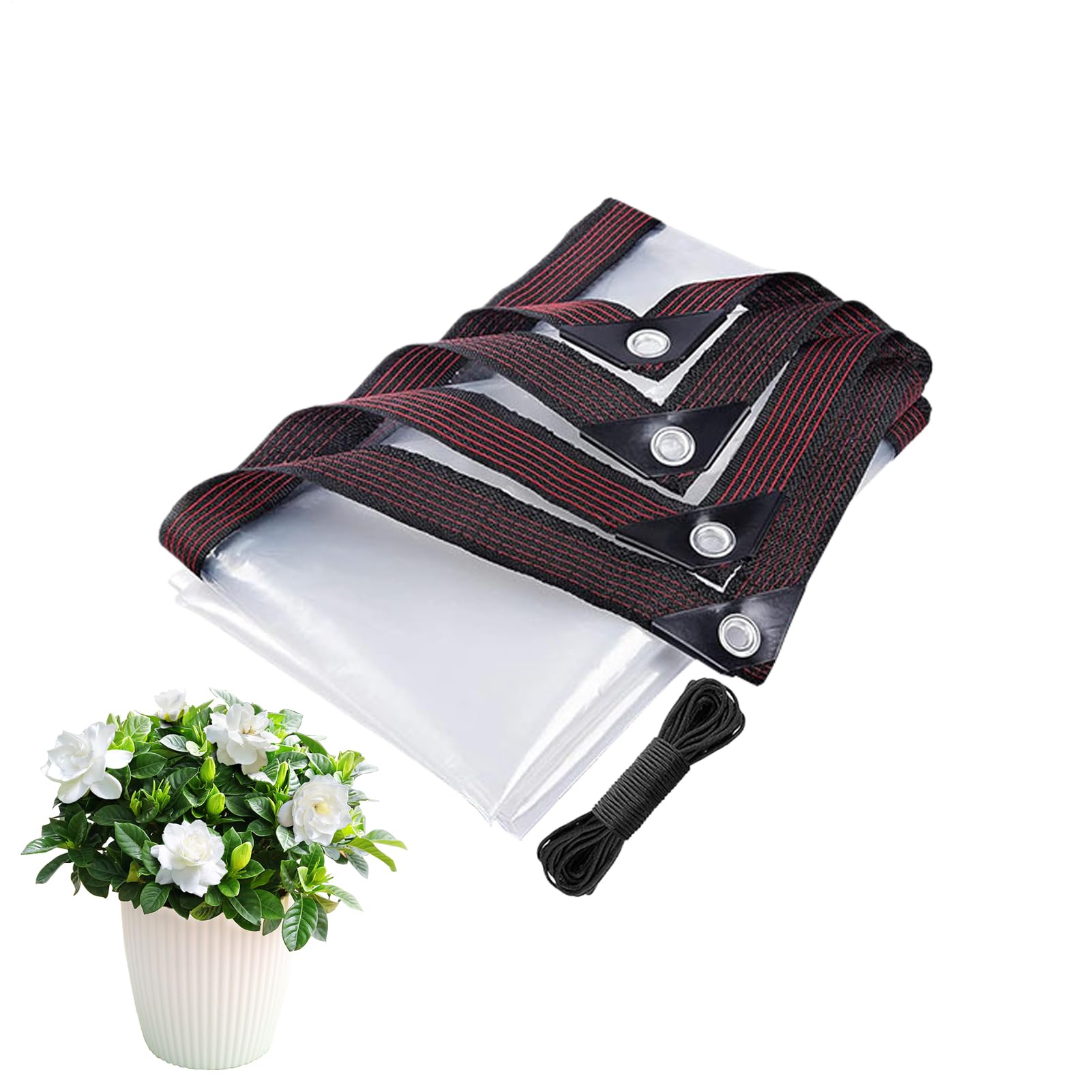 Lona impermeable transparente con ojetes para proteger tus zonas de camping y jardín