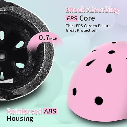 Miniatura 3 de JIFAR Casco de bicicleta ajustable, casco de patineta con rodillera, coderas, protectores para niños, jóvenes, niños y niñas, casco y almohadillas