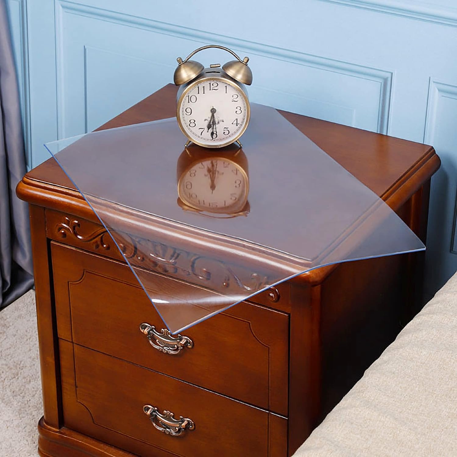 MM MELISEN Clear Plastic Nightstand Protector, Square Bedside Table