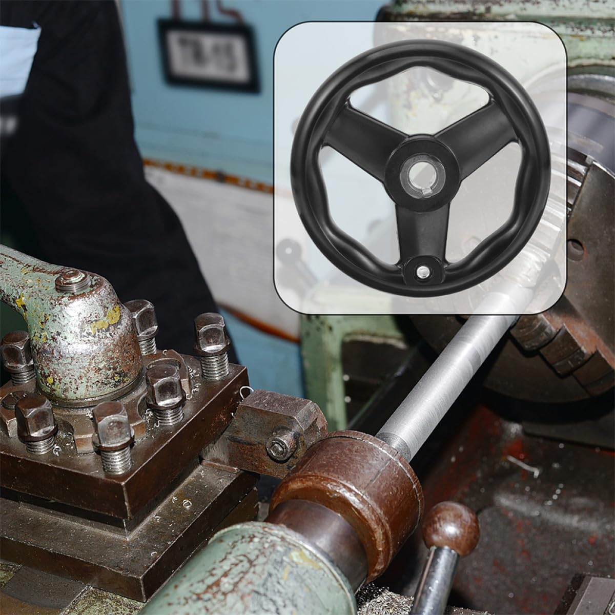 BETOOKY 2pcs Bakelite Hand Wheel for Milling Machine Lathe, 3-Spoke Rotary Handwheel 12x125mm, Anti-Slip Industrial Machine Hand Crank Knob for Repair and Replacement