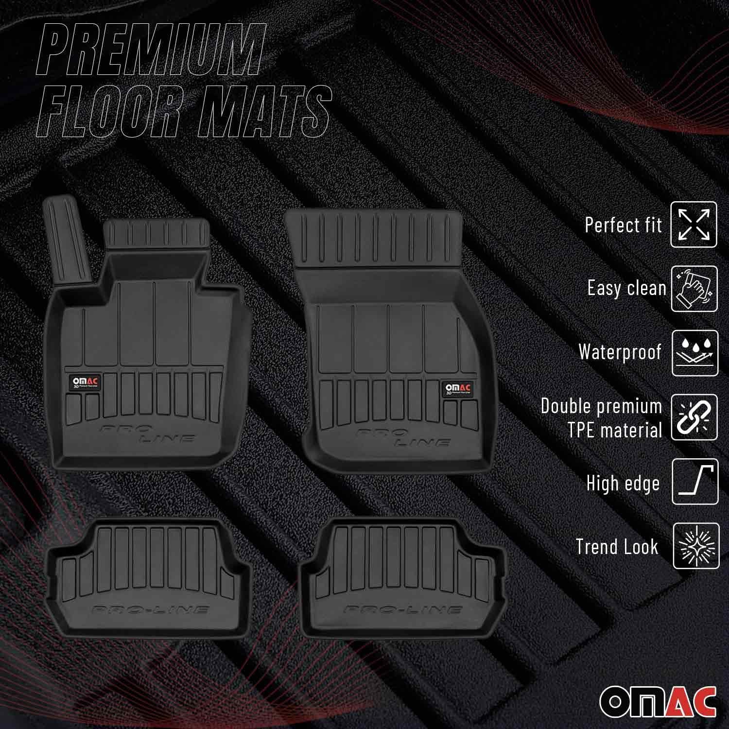 OMAC Premium Floor Mats for Mini Cooper F55 F56 F57 2014-2024 Car Mats All Weather 3D Custom Fit Rubber Mat Waterproof Odorless TPE Floor Liners Laser Measured Non-Slip (Black)