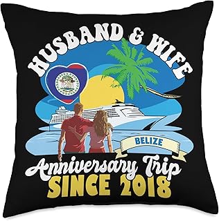 Husband & Wife Anniversary Trip Since 2018 Belize Throw Pillow