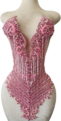 Miniatura 37 de Cuentas de piedras hechas a mano, parches de cristal brillantes para coser en diamantes de imitación, corpiño de encaje, accesorios para decoración