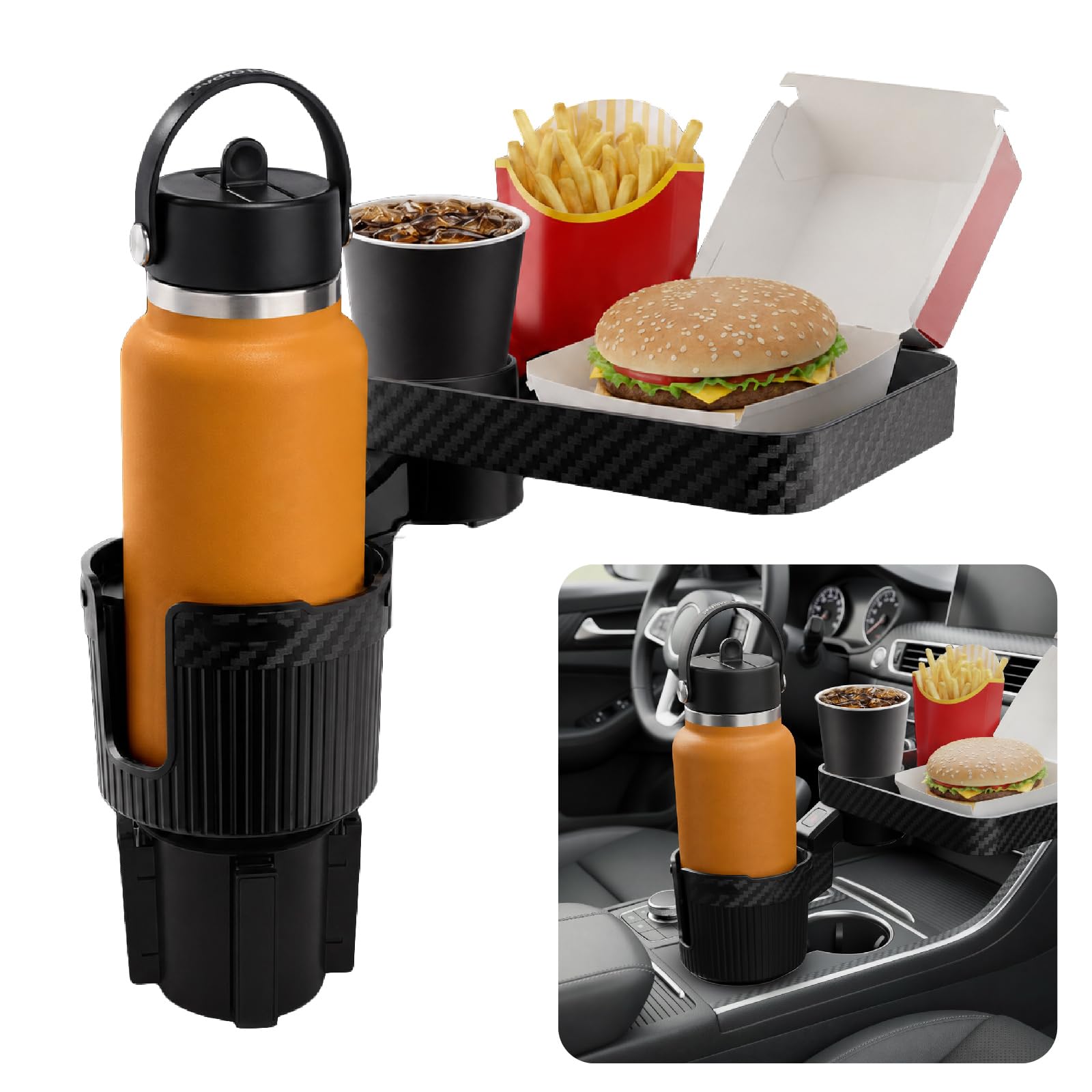 Car Cup Holder Tray, 3 in 1 Cup Holder Expander Adapter for Car, 360° Rotating 10.5" Car…