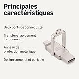 Amazon Basics USB Flash Drive, Thumb Drive Memory Stick with USB C and USB A Dual Ports, 256GB, Champagne Silver - 2
