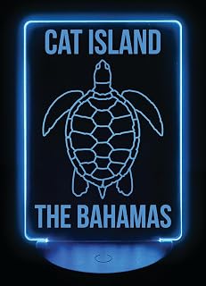 Cat Island The Bahamas Turtle Souvenir Acrylic Color Changing LED Night Light with Remote and USB Plug Single