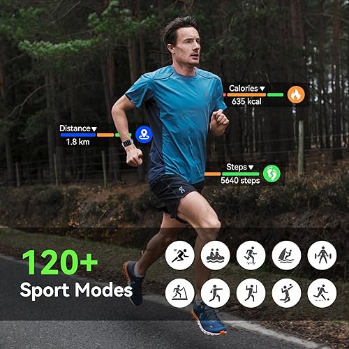 Miniatura 5 de Reloj inteligente para hombres y mujeres, batería de 1000 mAh, duración de la batería de 100 días, frecuencia cardíaca 24/7, monitor de fitness,