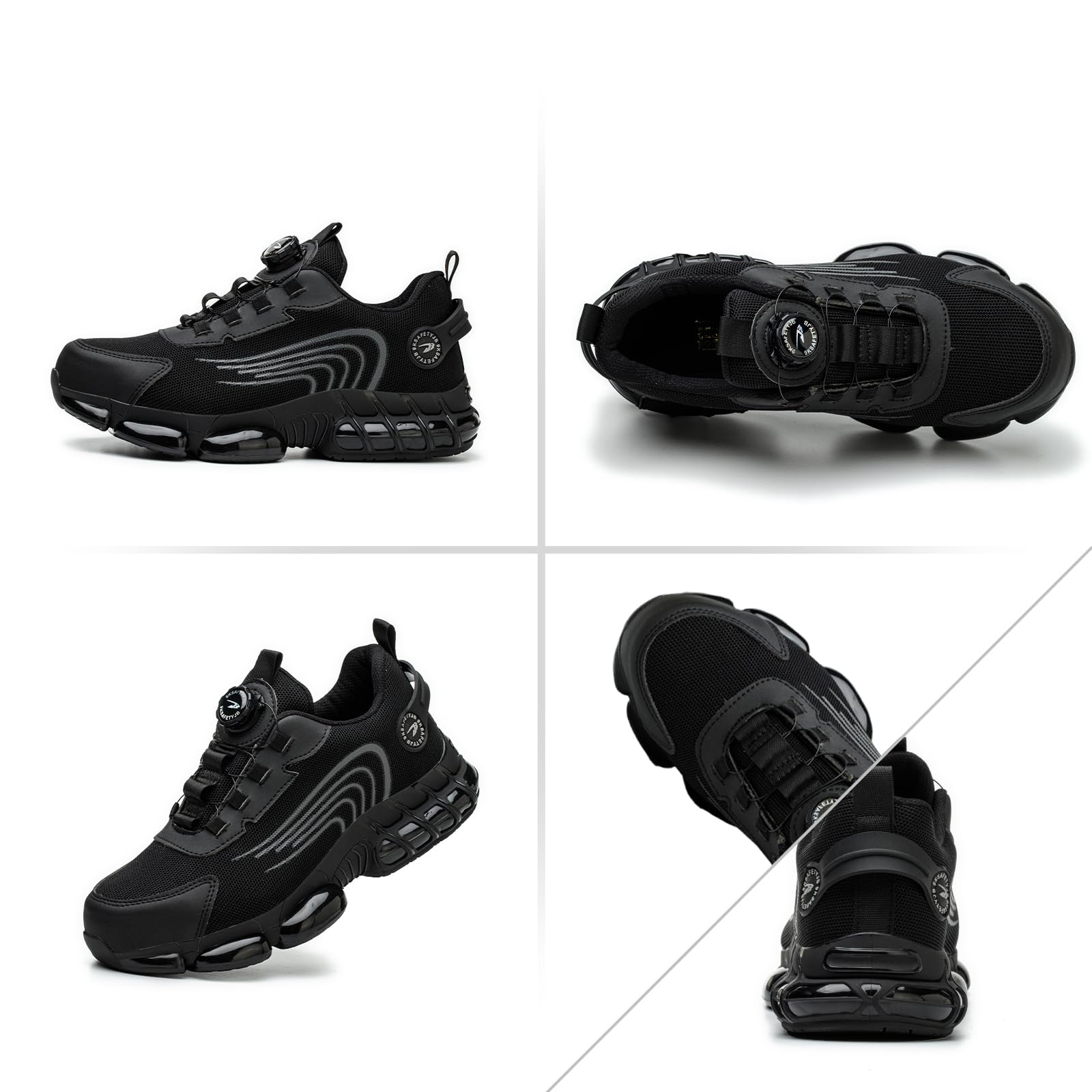 Zapatos de Seguridad para Hombre Mujer Zapatillas Ligeros Calzado Trabajo Comodo Antideslizante con Puntera de Acero 36-46 EU - 2