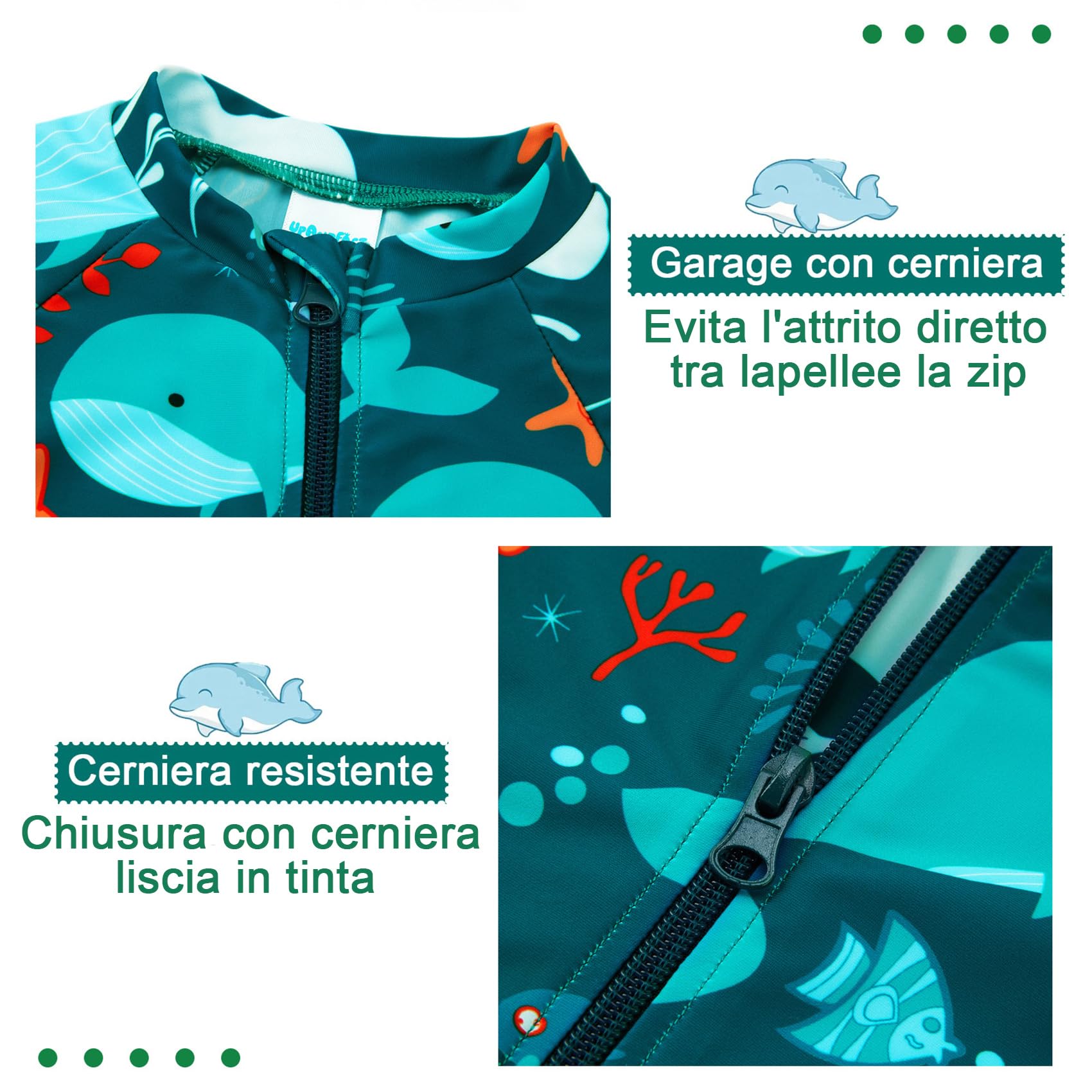 Costume da Bagno per Bambino/Ragazza con Protezione Solare UPF 50+ Costume da Sole a Manica Lunga con Cerniera Completa per Neonato (3-36 Mesi) - 5