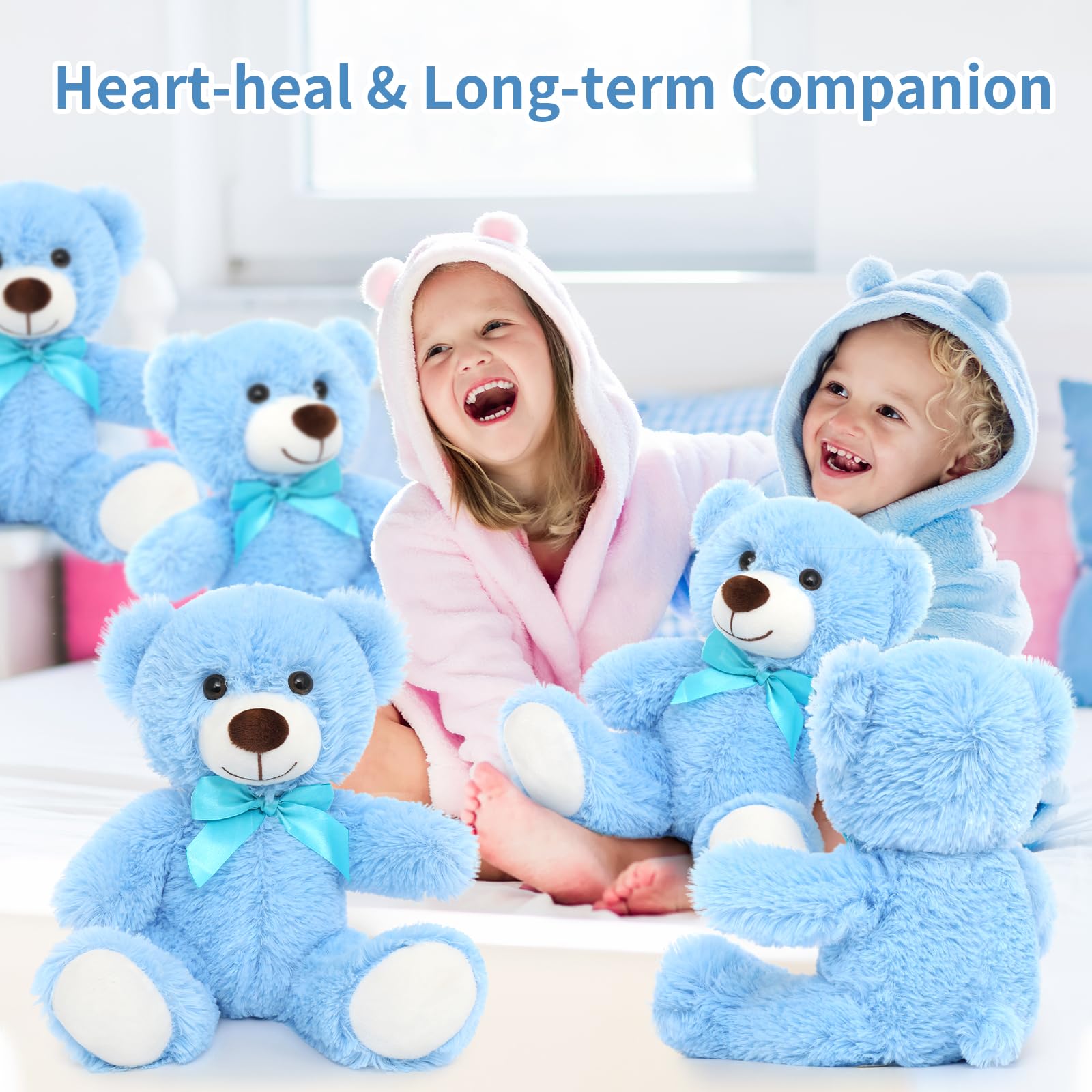 9 Pcs Small Plush Teddy Bears Bulk, 10 Inch Stuffed Animals Toys Bear
