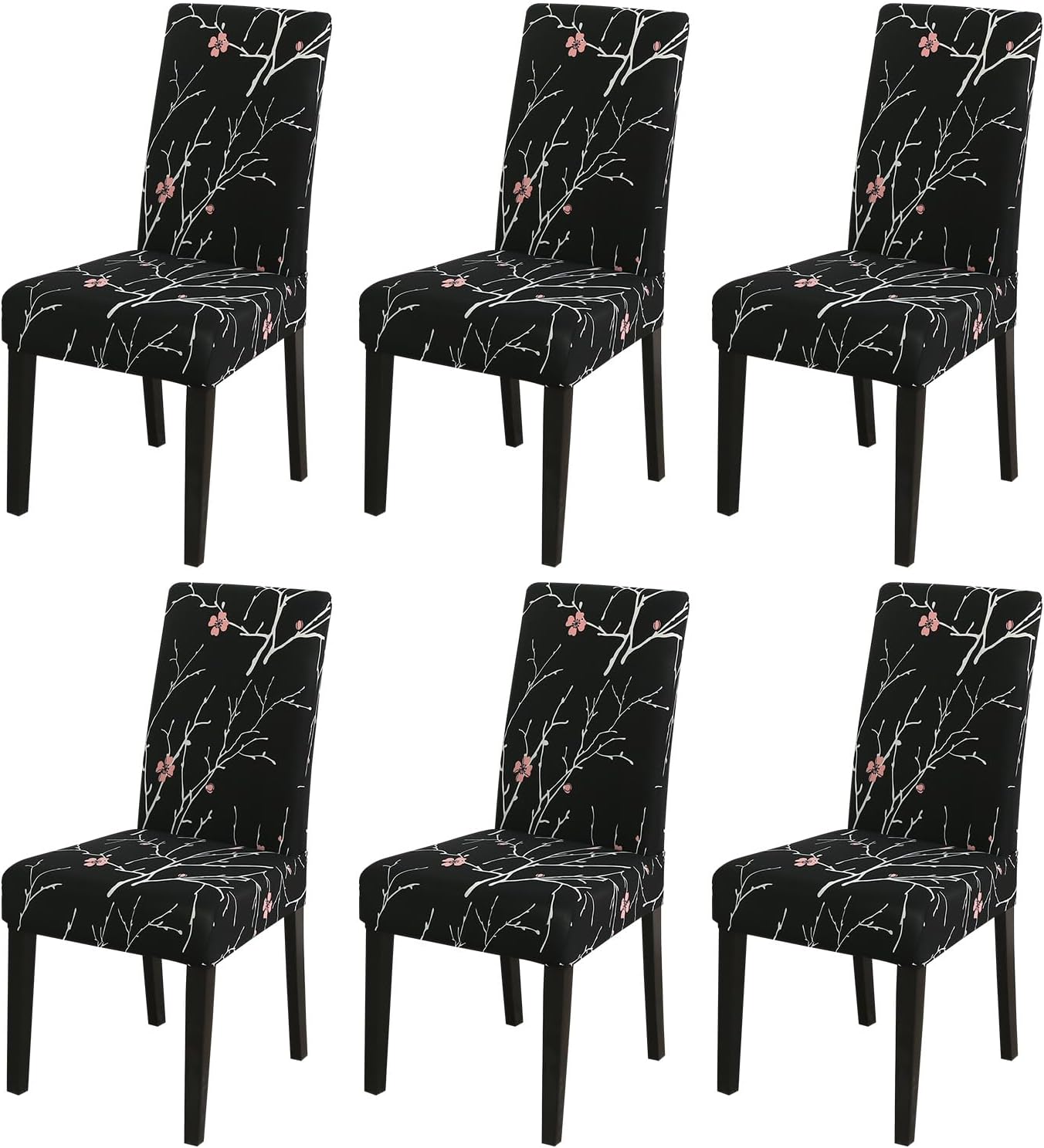 JQinHome Pattern Chair Covers for Dining Room Set of 6, High Stretch