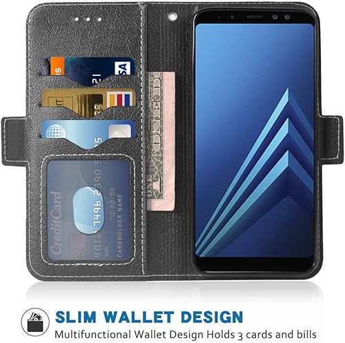 Miniatura 6 de Funda para teléfono Samsung Galaxy A8 Folio Flip Wallet Case, piel sintética, ranuras para tarjetas de crédito, resistente, protección de cuerpo