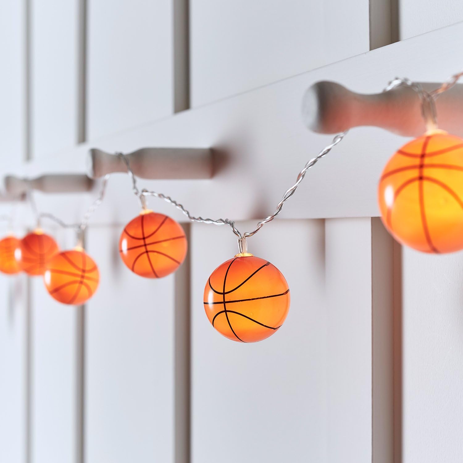 Lights4fun, Inc. 6ft Basketball String Lights Battery Operated 10 LED Indoor Sports Decoration