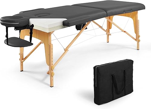 Fencer Wire Mesa de masaje de espuma viscoelástica prémium de 84 pulgadas, cama de masaje plegable, cama de spa ajustable en altura, cuna facial,