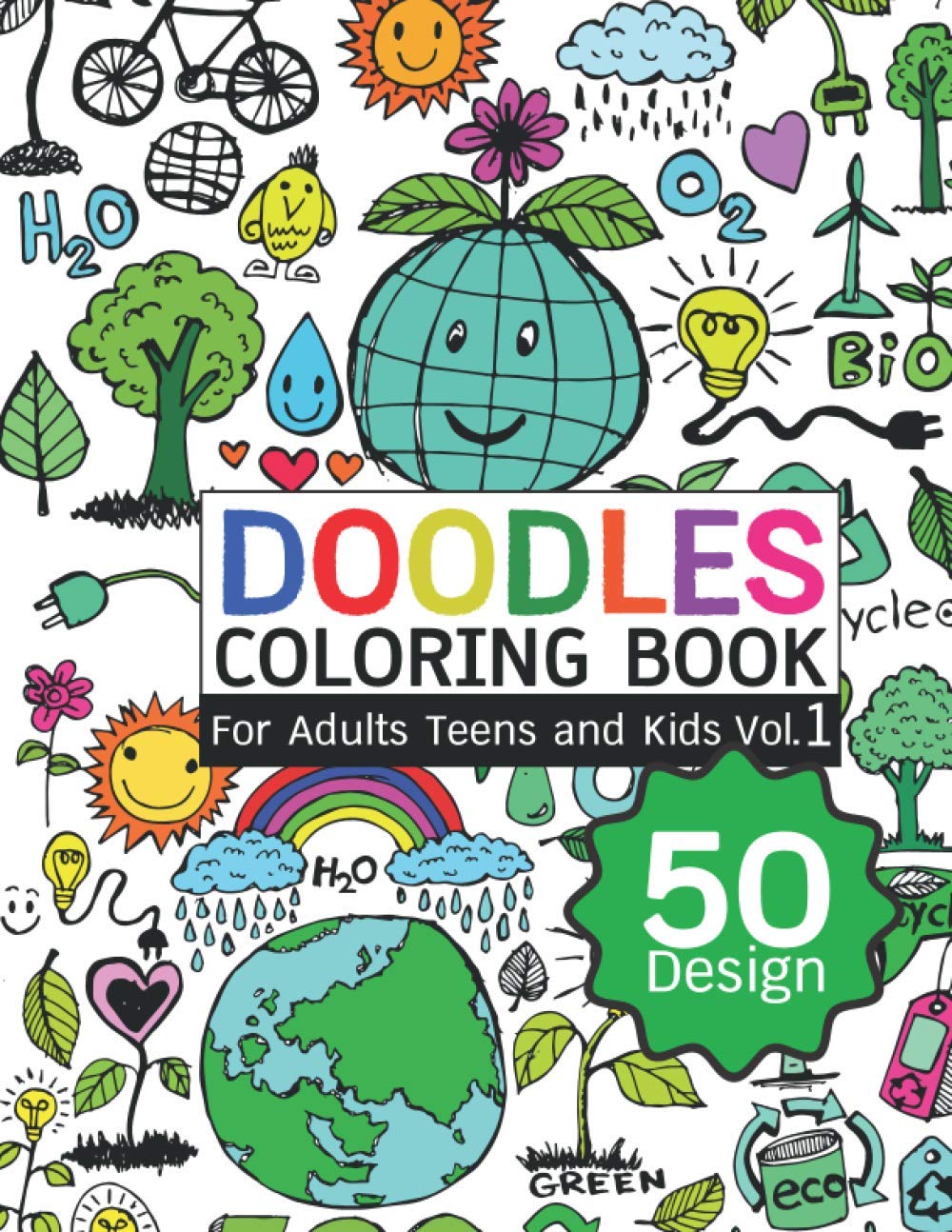 Doodles Coloring Book for Adults Teens and Kids Vol.1 50 design