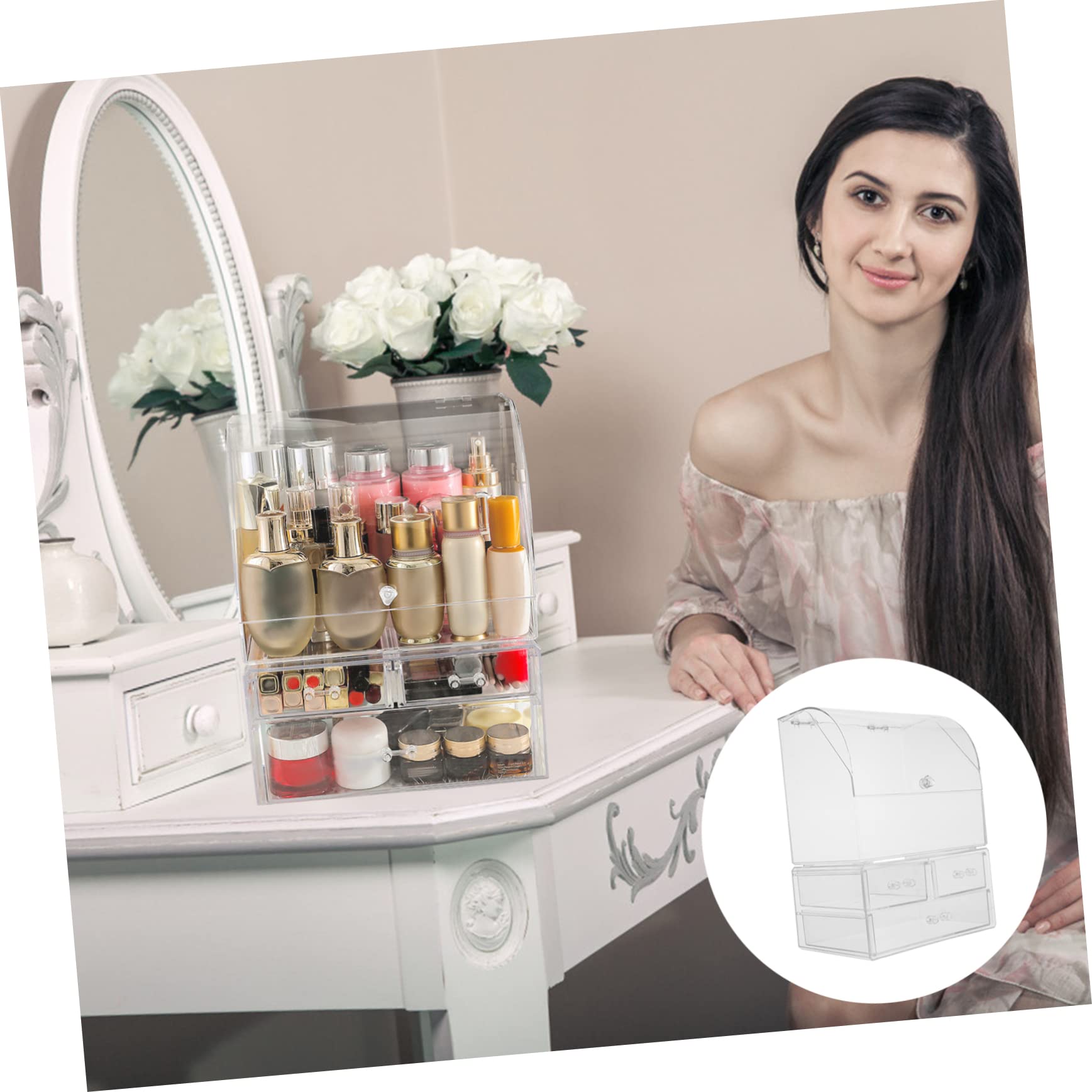 Caja de Almacenamiento de Cosméticos de Acrílico Transparente Caja para Guardar Pintalabios y Maquillaje Organizar Productos Escritorio o Baño