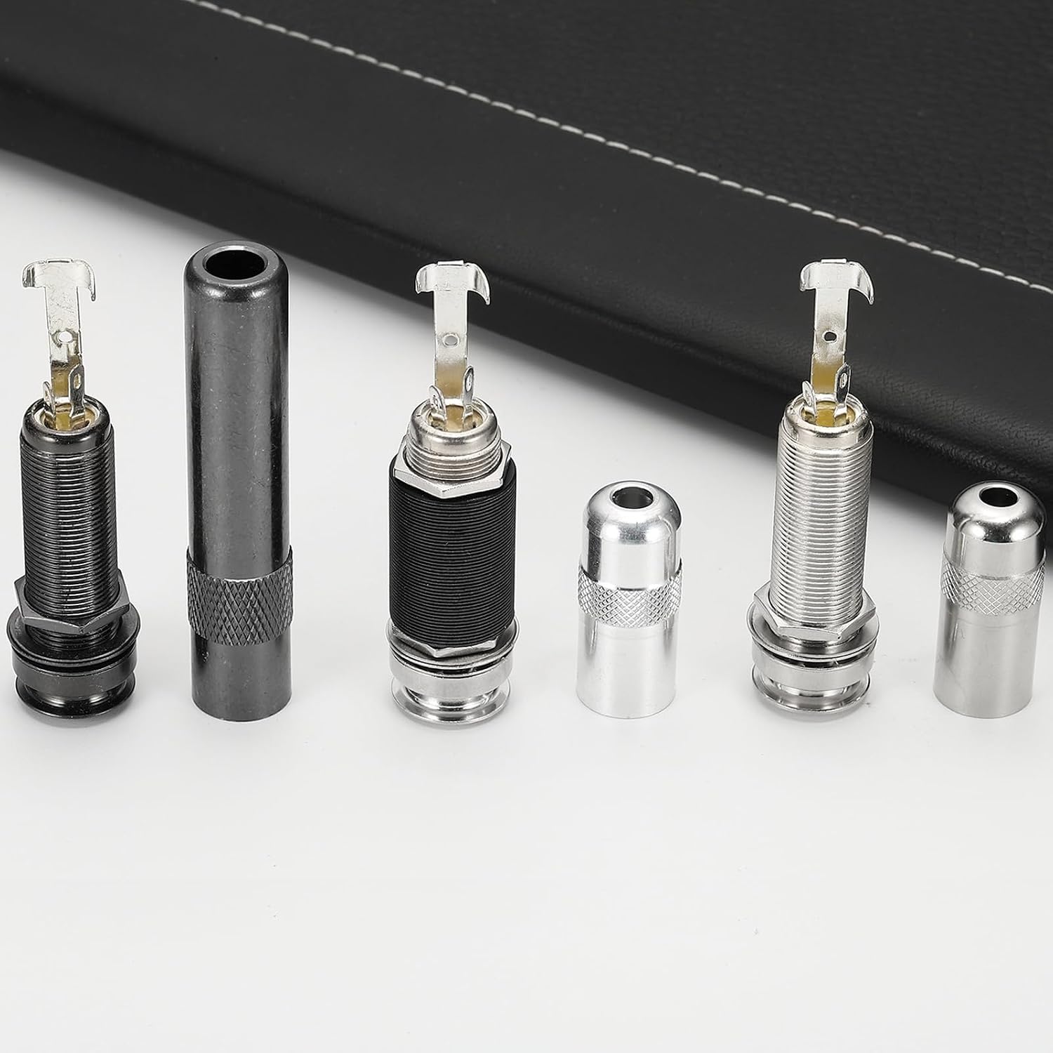 MECCANIXITY (6.35mm)1/4" Guitar Jack Cylinder Metal Threaded Stereo Input/Output Barrel Endpin Jack Sockets for Electric Guitar Bass Instruments Accessories, Silver