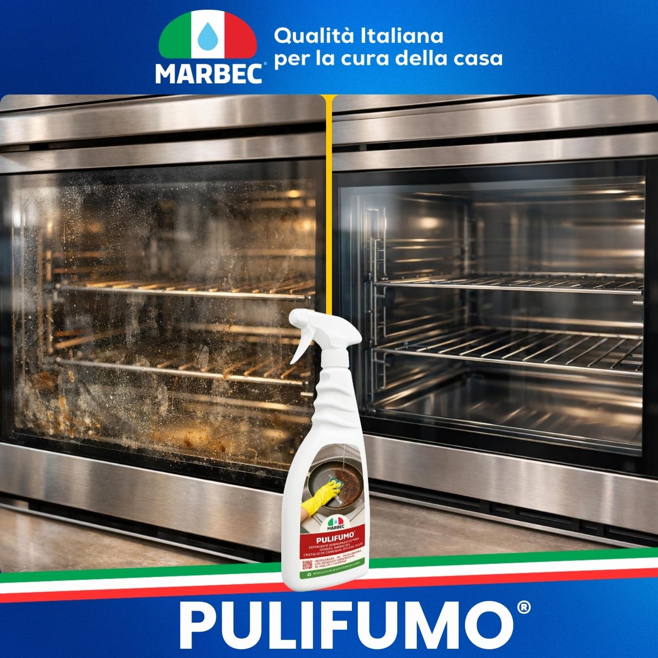 MARBEC PULIFUMO® 5LTX4Uds Detergente spray desengrasante fuerte para limpieza ordinaria de hornos, barbacoas, estufas y bandejas para hornear