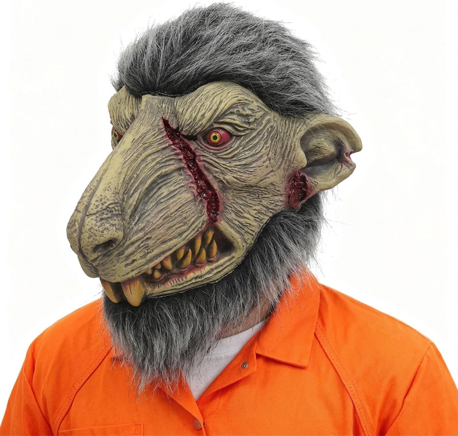 Scars Rat Head Mask Animal Mouse Mask Adult for Halloween Costume Party Prop