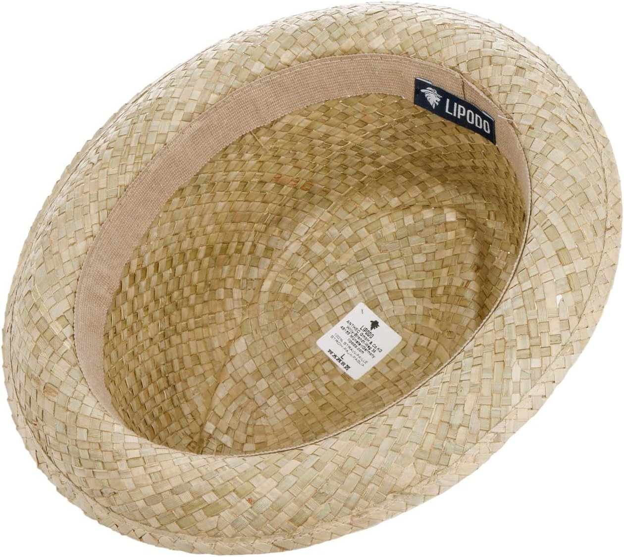 Lipodo Bemiro Fedora Straw Hat Made in Italy Unisex Summer Narrow Brim 100% Straw Fabric Band