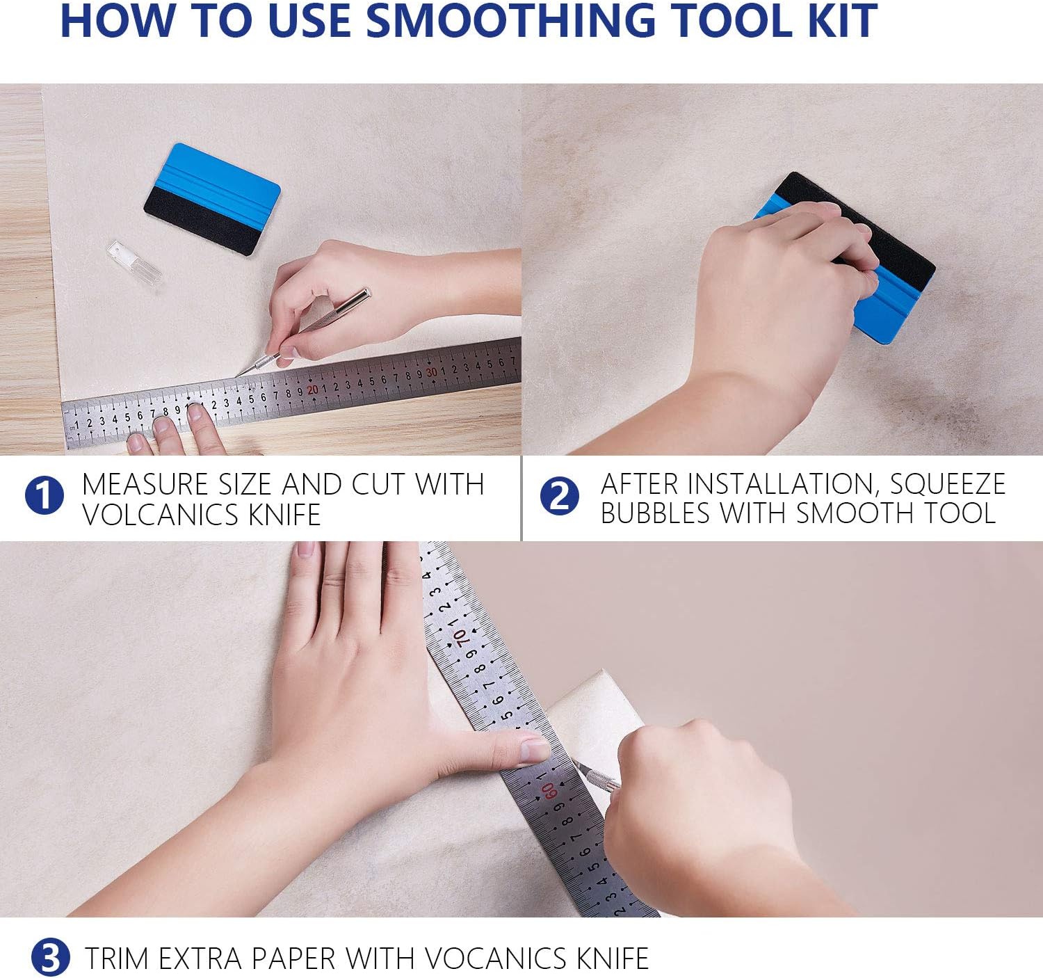 Volcanics Vinyl Squeegee Hobby Knife Set Window Tint Installation Kit Window Film Application Kit Wallpaper Smoothing Tool Craft Knife for Installing Contact Paper,Self-Adhesive Film,Car Window Film