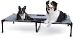 K&H Outdoor Elevated Dog Bed - Cooling Raised Dog Bed for Small & Medium Pets, Breathable Mesh Hammock Design, Indoor/Outdoor Washable Cover, Portable Metal Frame, Tan, Medium 32x25in
