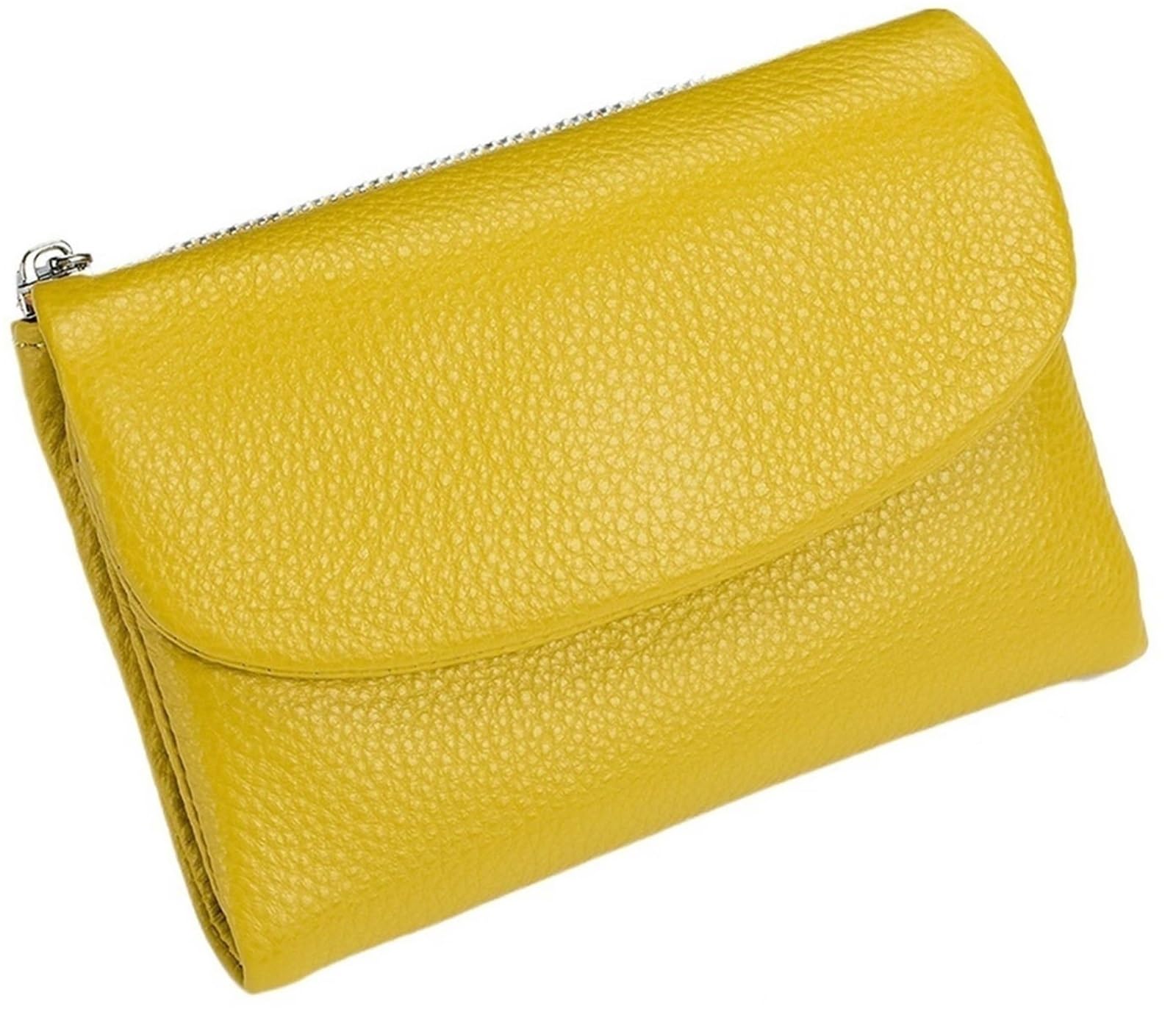 THUCHENYUC Unisex Pebble Leather Wallet, Small Wallets for Women Genuine Leather Coin Purse with Credit Card Holder and Cash Slots(Yellow)