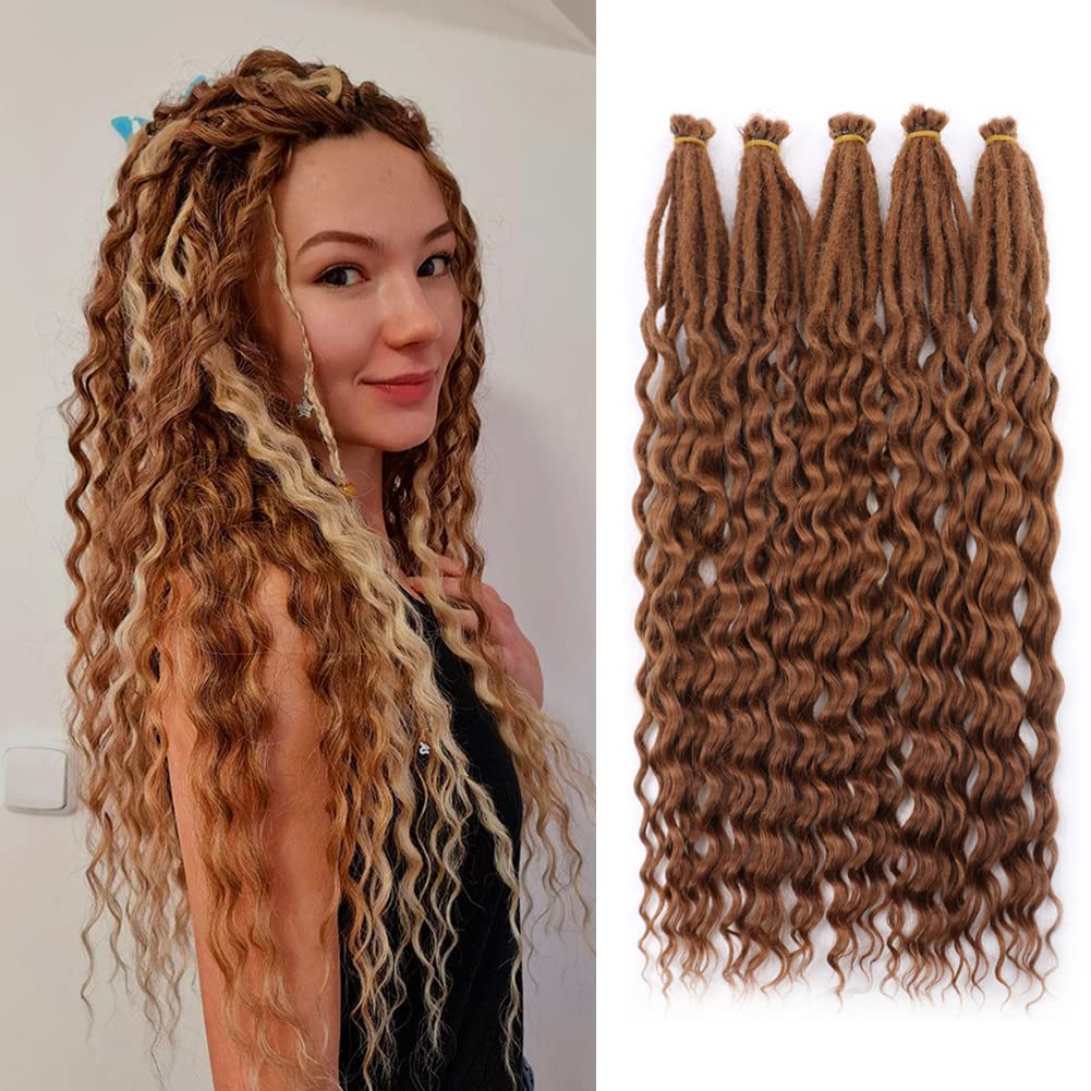 Synthetic Double Ended Dreadlock Extensions 24inches 25 Strands Thin 0.6cm Soft Red Brown DE Dreadlocks Extensions (25 Strands, 350#)
