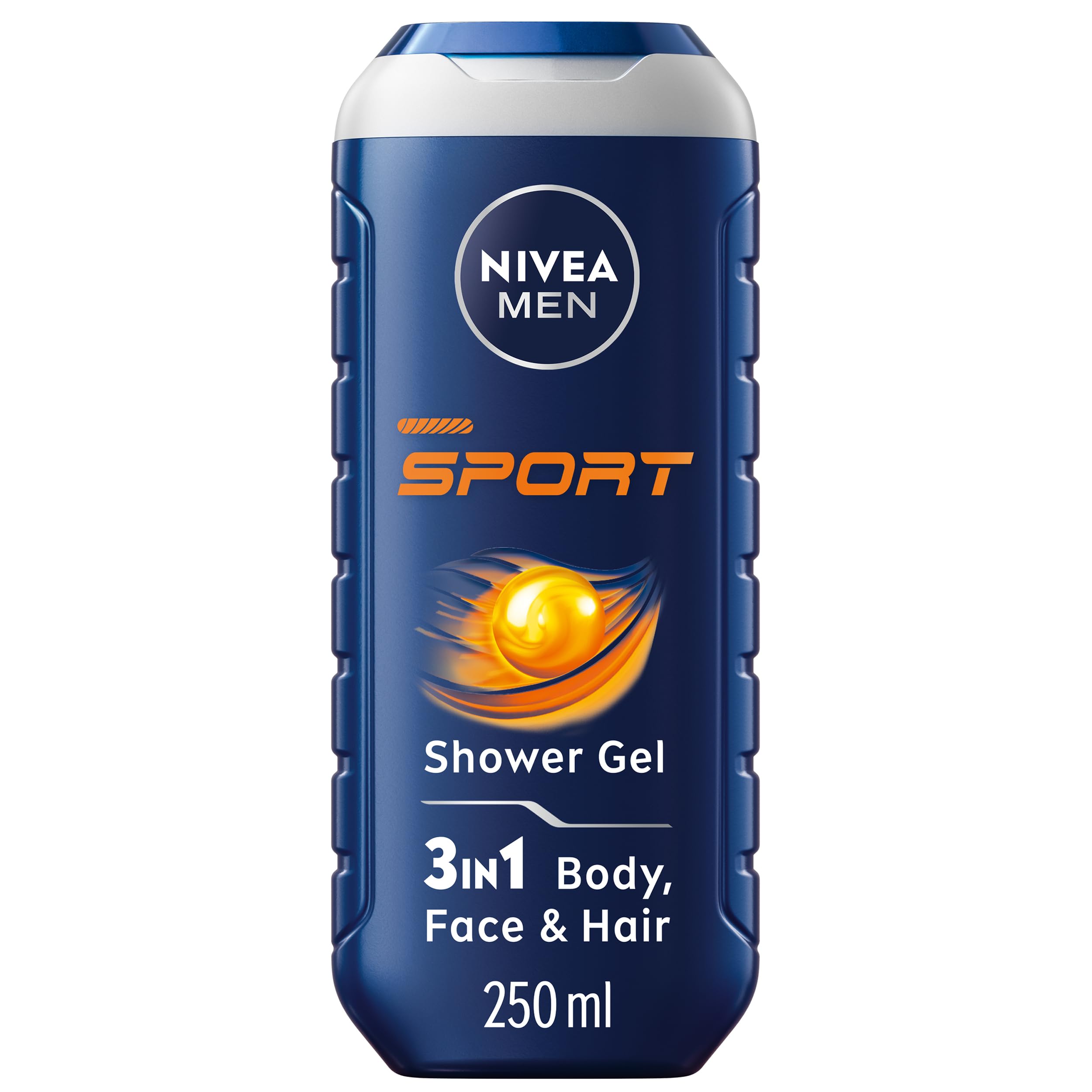 Nivea Men Sport Shower Gel, 6 x 250 Ml, Cleansing 3 in 1 Body Wash with Refreshing Minerals, 6 Count
