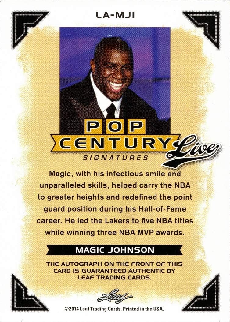2014 Leaf Pop Century #LA-MJ1 Magic Johnson Certified Autograph Trading Card