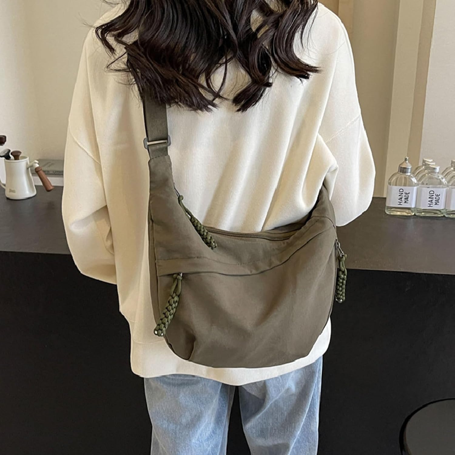 Nylon Crossbody Bags for Women, Slouchy Hobo Shoulder...