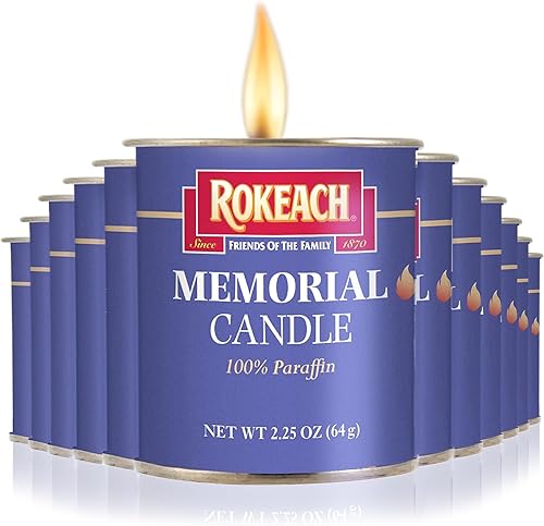 Rokeach Velas de 24 horas, velas conmemorativas Yahrzeit, velas de lata (paquete de 12)  Velas Yom Kippur  Velas de emergencia, perfectas para