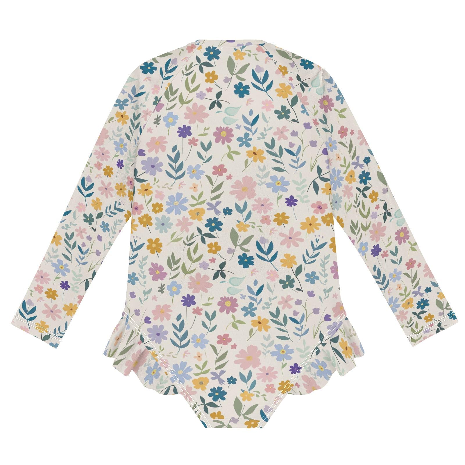 CHIFIGNO Long Sleeve One Piece Swimsuits for Girls Cute Flowers Rashguard UPF 50+ Sport Bathing Suit Girls' Swimwear, Size 9-10