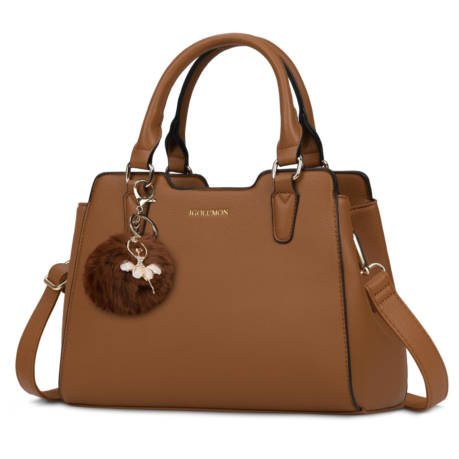 IGOLUMON Bolsos de Mano Piel para Mujer para Universitarias Trabajo Bolso Bandolera Universidad Marca Bolsa Outlet Marca Tote Bag Negro Marrón