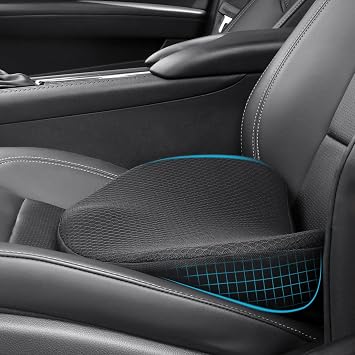 Car Seat Cushion for Driving - Comfort Memory Foam for Car Driver Seat- Back Support, Pain Relief - for Car Travel, Long Trips Black