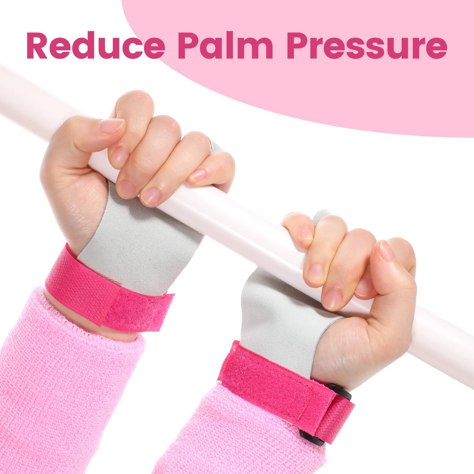 Paracalli Ginnastica Artistica, Set di Polsini da Ginnastica, Palm Protector Grips, Manopole da Paracalli Artistica Bambina, Bodybuilding, per Esercizio Bambini Ragazzi(Rosa)