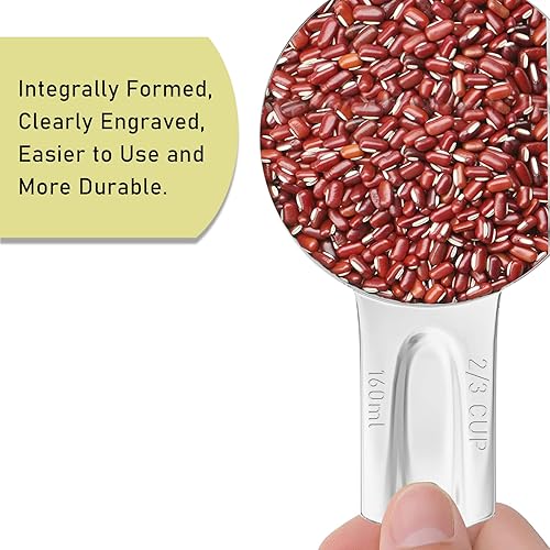 Miniatura 3 de BERYLER Taza medidora de 23 tazas (5.4 fl oz  160 cc  5.3 oz), tazas medidoras de acero inoxidable, taza medidora de metal, utensilios de cocina