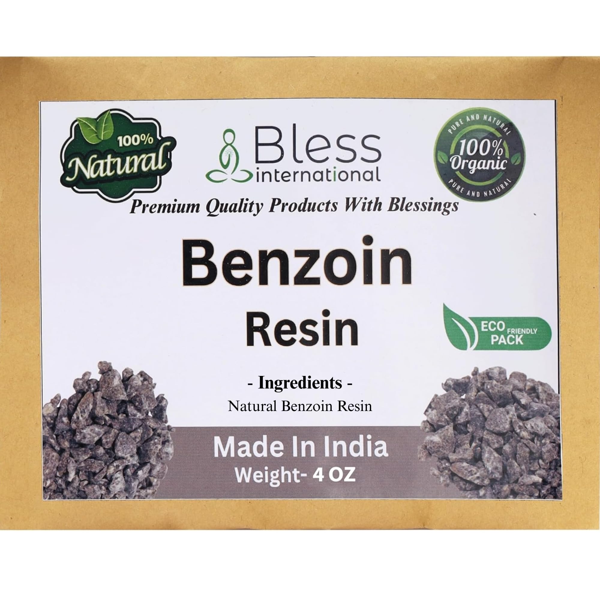 Bless International Premium Grade A Indian Benzoin Resin 100% Pure Natural Organic Tree Sap Gum Incense Solid Crystals Sacred Aroma for Meditation Cleansing Wellness 0.25Lb-113.3-Grams-4-Ounces