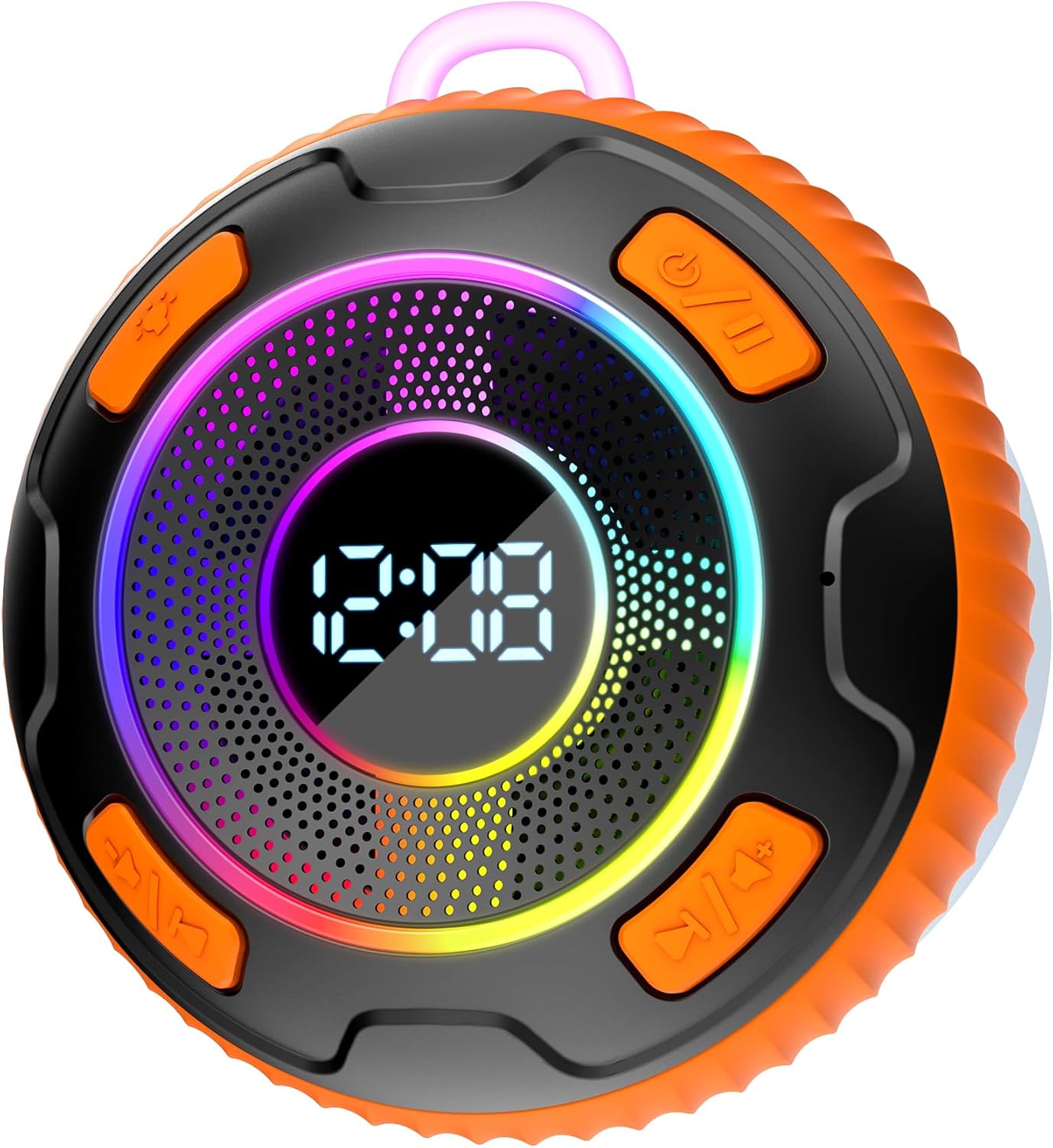 Dyurwa Bluetooth Shower Speaker, Portable Bluetooth Speaker with with HD Sound, IPX7 Waterproof Wireless Speaker with Suction Cup for Party/Outdoor/Bathroom/Travel Orange