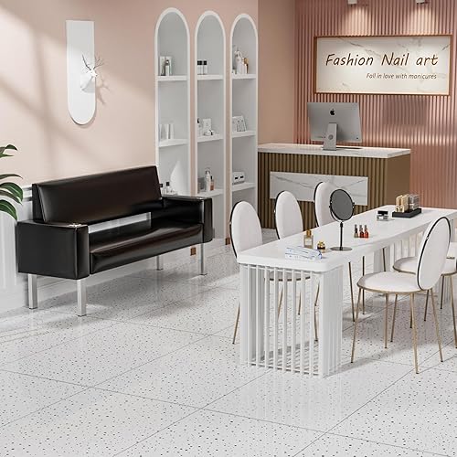 Miniatura 4 de Asiento de banco para sala de espera, sillas de oficina de recepción de salón, sillas de vestíbulo de invitados resistentes con 2 portavasos para