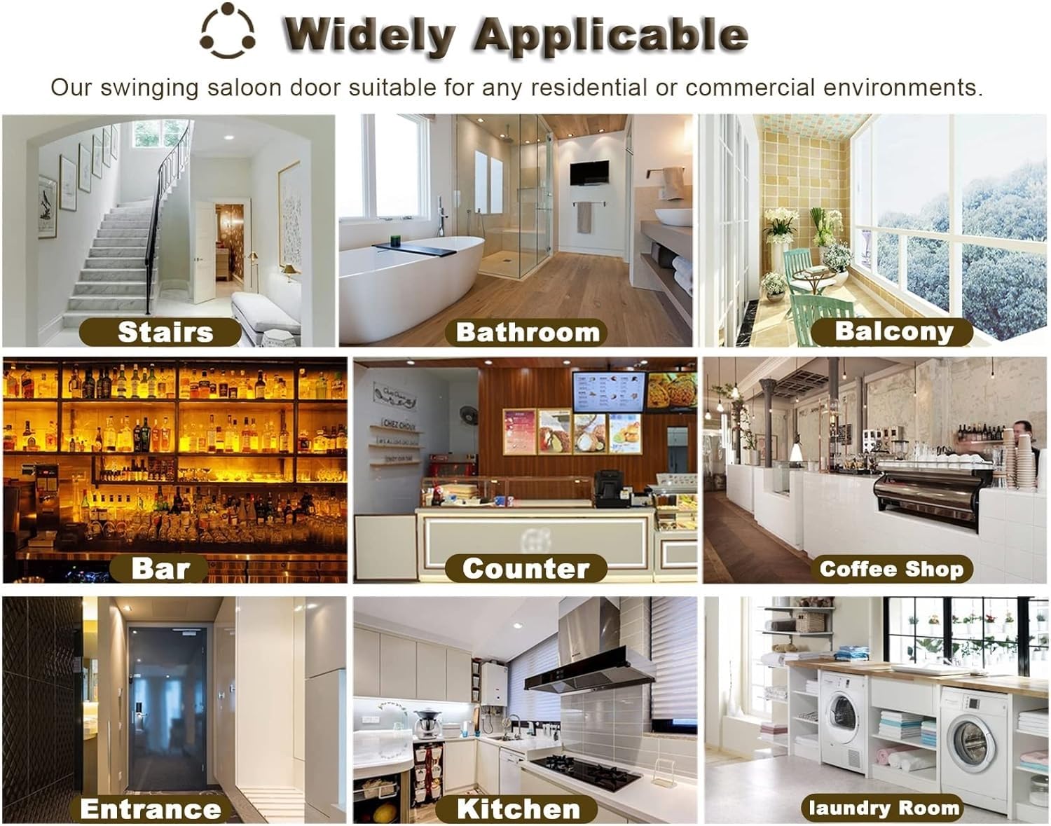 Portes battantes pour entrées de cuisine et cafés intérieurs, volets en bois pour salles de bains, porte de clôture personnalisable