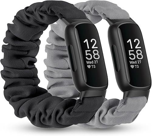 2 Pack Compatible with Fitbit Inspire 3 Bands for Women Men, Scrunchie Stretchy Strap Cute Elastic Sport Replacement Fabric Cloth Wristband for disponible en Yaxa Costa Rica