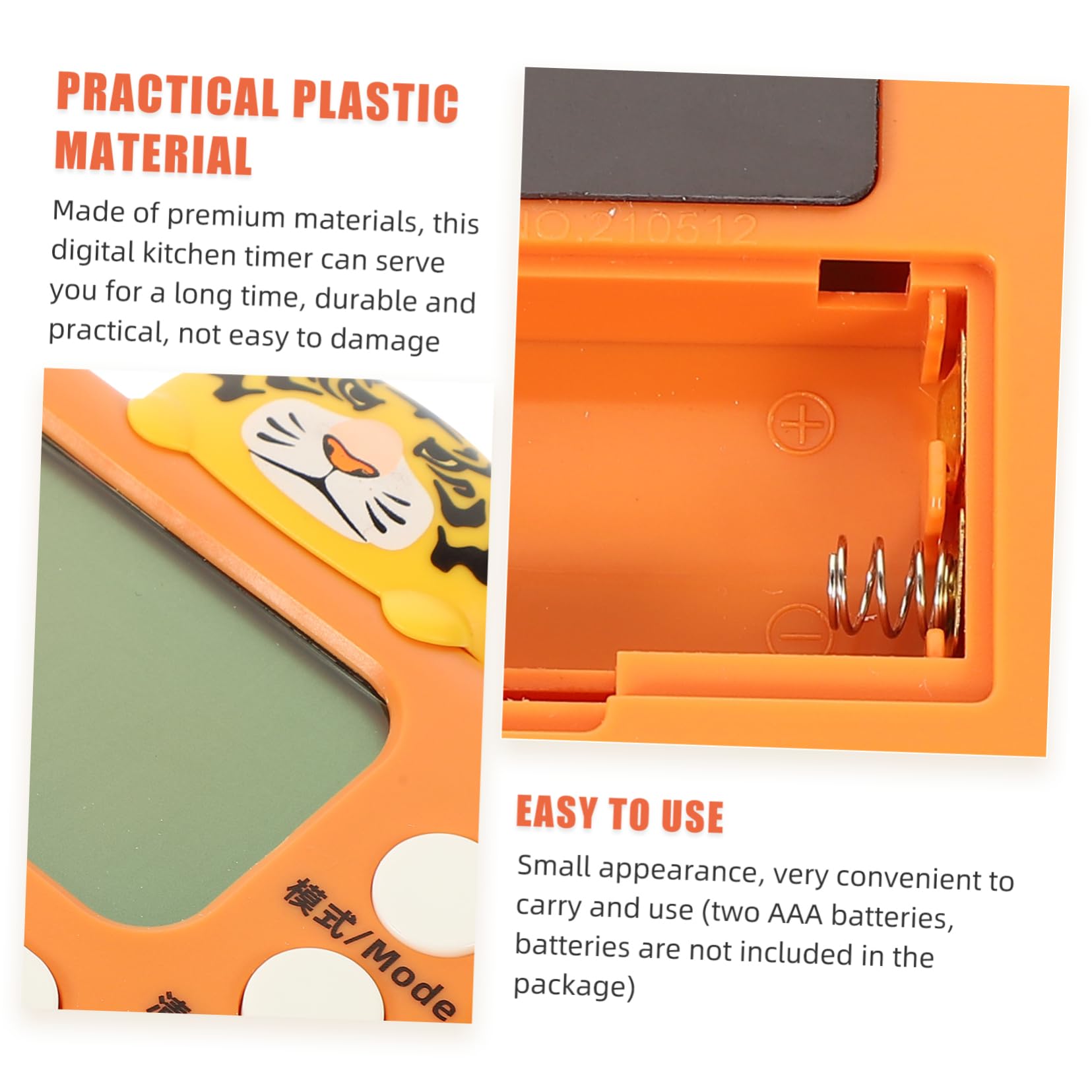 PRETYZOOM 4 Pièces Réveil Étude De La Minuterie De Cuisson Cuisine Mignonne Minuterie Mécanique Compte à Rebours Numérique Mini-Horloge Numérique Électronique Dur Orange Plastique