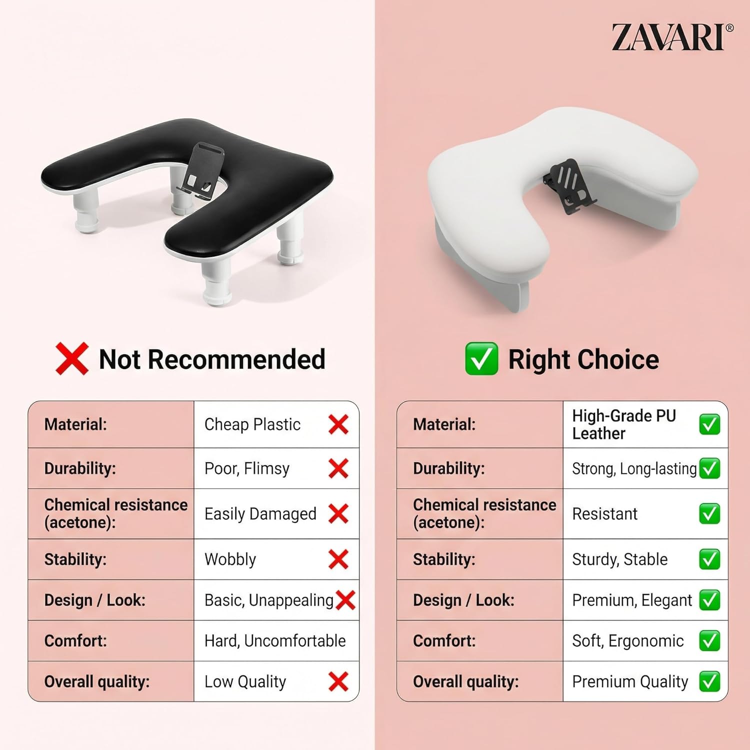 Nail Arm Rest U-Shaped with Phone Holder – Manicure Hand Rest for Nail Tech – Adjustable Armrest for Salon Table – Comfortable Cushion for Acrylic & Gel Nails – Removable & Easy to Clean – White