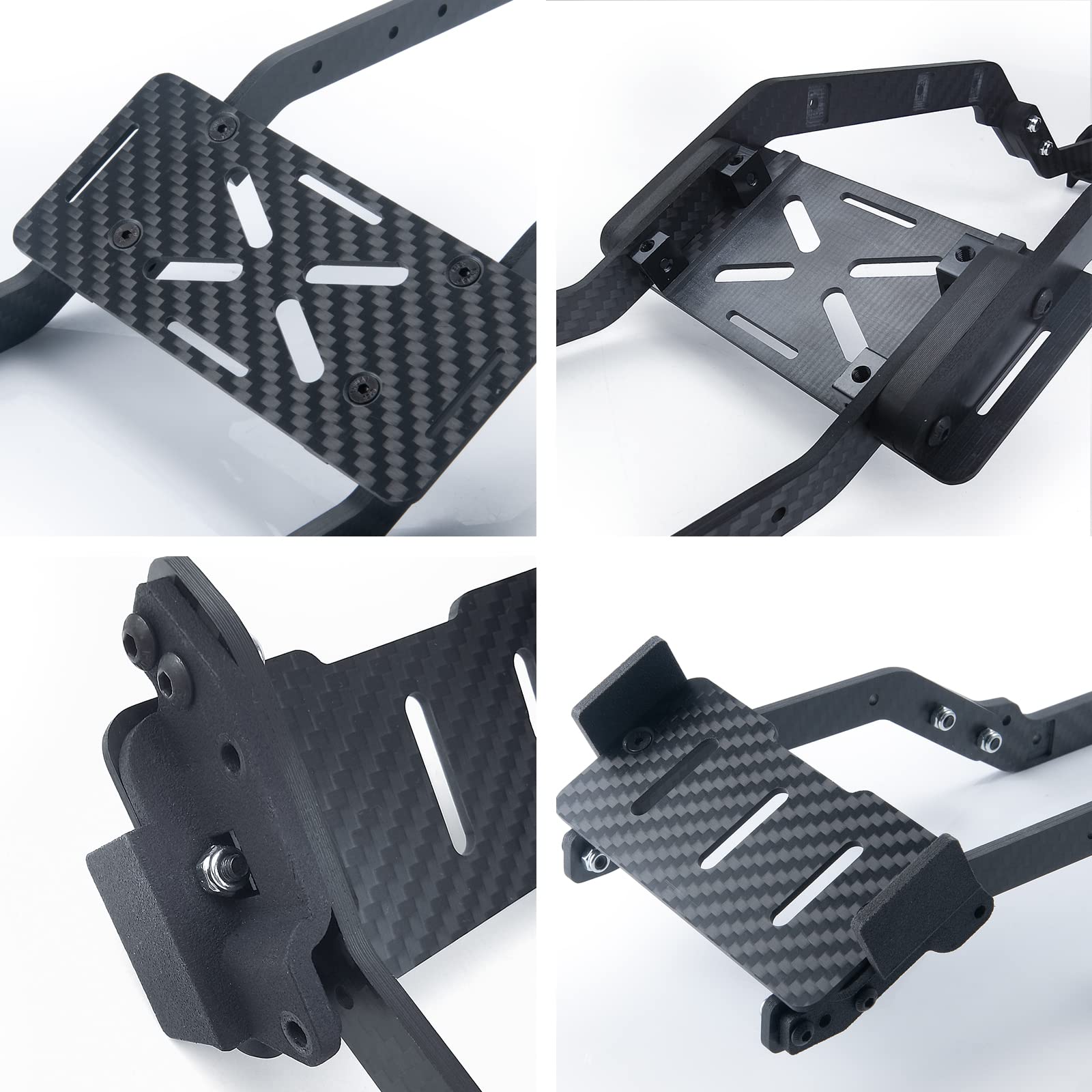 Runup RC, rama samochodowa z włókna węglowego, szyny podwozia ramy bocznej z uchwytem na tacę na baterie do Traxxas TRX4 1/10 RC części do gąsienicy