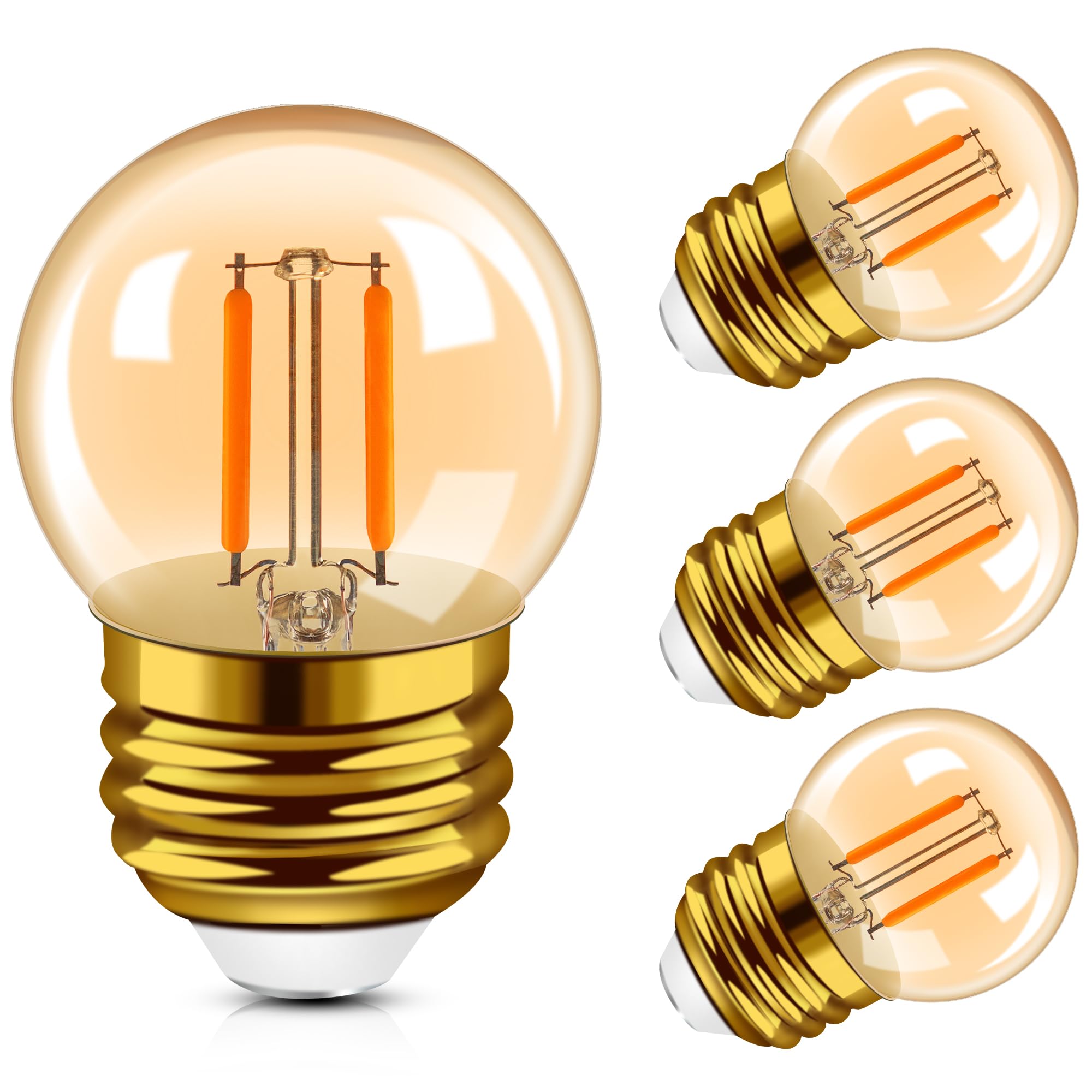 Hcnew Glühbirne e27 G40 LED 1W 2200K Warmweiss Retro Edison Glühbirnen Kleine Filament Leuchtmittel Mini Globe Lampen Ersatz 10 Watt Glühlampe Nachtlicht Salzlampen 220V-240V,4er-Pack